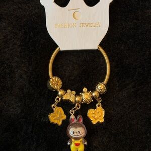 Gold Charm Bracelet with Cute Character Pendant
